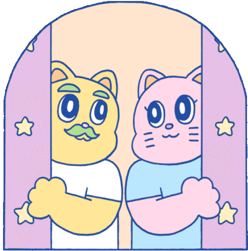 Nene And Coco Closing The Curtains Sticker - Nene And Coco Open Cats Stickers