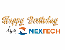 a white van with a bunch of balloons on top of it says happy birthday from nextech