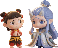 a boy and a girl are standing next to each other and one has a red circle on his forehead