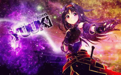 Yuuki, anime, art, online, purple, sword, HD phone wallpaper