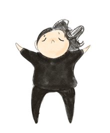 a cartoon of a person with their arms outstretched