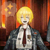 a man in a suit and tie with the words click to play animation on the bottom right