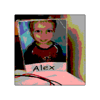 a picture of a young boy with the name alex on the bottom