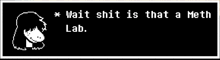 a black and white image of a person with the words wait shit is that a meth lab .