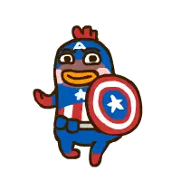 a cartoon character is dressed as captain america and holding a shield