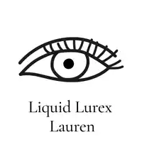 a logo for liquid lurex lauren shows a drawing of an eye