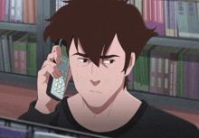 a cartoon character talking on a cell phone