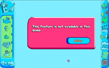 a computer screen displays a message that the feature is not available in this demo