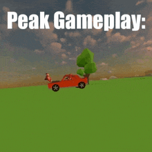 a poster that says peak gameplay with a car and tree