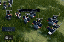 a group of soldiers are standing in a grassy field with a message that says mommy cradles her baby