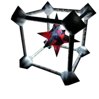 a computer generated image of a cube with a red star in the middle