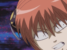 a close up of a cartoon character 's face with red hair