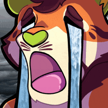 a cartoon drawing of a cat crying with tears running down its face