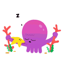 funder the sea octopus starfish tired sleepy