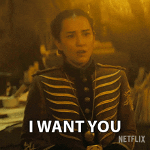 a woman in a military uniform says i want you on netflix