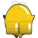 a cartoon illustration of a yellow balloon with two squares on it 's face .