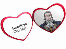 a red and white heart with a picture of a man and the words goodbye miss