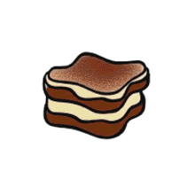 a cartoon drawing of a stack of slices of tiramisu