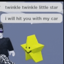 a twinkle twinkle little star is standing next to a man
