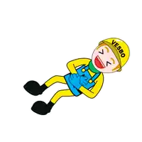 a cartoon of a man wearing a yellow helmet that says vessel