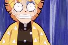 a cartoon character with a surprised look on his face .