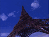 the eiffel tower is surrounded by blue flames and smoke