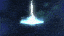 a lightning bolt is coming out of a dark blue background