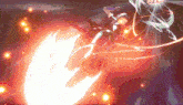 a cartoon character is flying through the air with a sword in his hand
