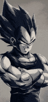 a black and white drawing of a cartoon character with his arms crossed
