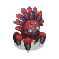 a cartoon of a spider with many eyes and a feathered head