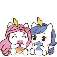 two unicorns are sitting next to each other with the words " i love you " written above them