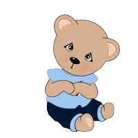 a teddy bear wearing a blue shirt with a tom cat on it