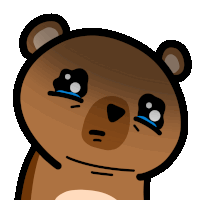 a brown bear with tears coming out of its eyes