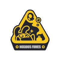 a yellow and black sign that says noxious fumes on it