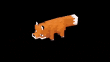 a minecraft fox is flying through the air .