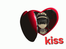 a picture of a girl and a tomato with the word kiss underneath