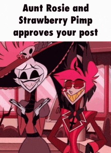 aunt rosie and strawberry pimp are standing next to each other in a cartoon