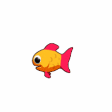 a cartoon fish with a red tail and a yellow head