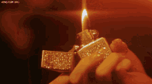 a close up of a person lighting a lighter with honeycam.org written on the bottom right