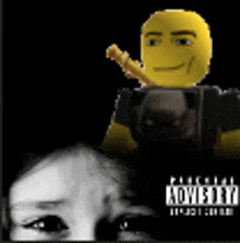 a yellow smiley face is holding a gun next to a woman 's face ..