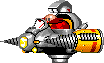 a pixel art of sonic the hedgehog holding a drill in his hand .