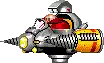 a pixel art of sonic the hedgehog holding a drill in his hand .