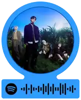 a blue circle with a picture of a group of people and the spotify logo