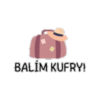 a sticker of a suitcase with a hat on it and the words balim kufry