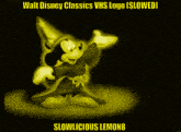 a picture of mickey mouse with the words walt disney classics vhs logo slowed slowlicious lemon8 on the bottom