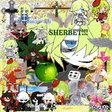 a collage of cartoon characters with the word sherbet on the bottom
