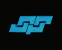 a black background with a blue geometric shape