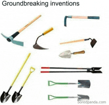 a bunch of gardening tools on a white background with the words groundbreaking inventions