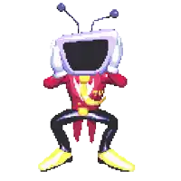 a pixel art of a person with a tv head