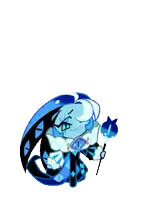 a blue cartoon character is holding a cup of coffee